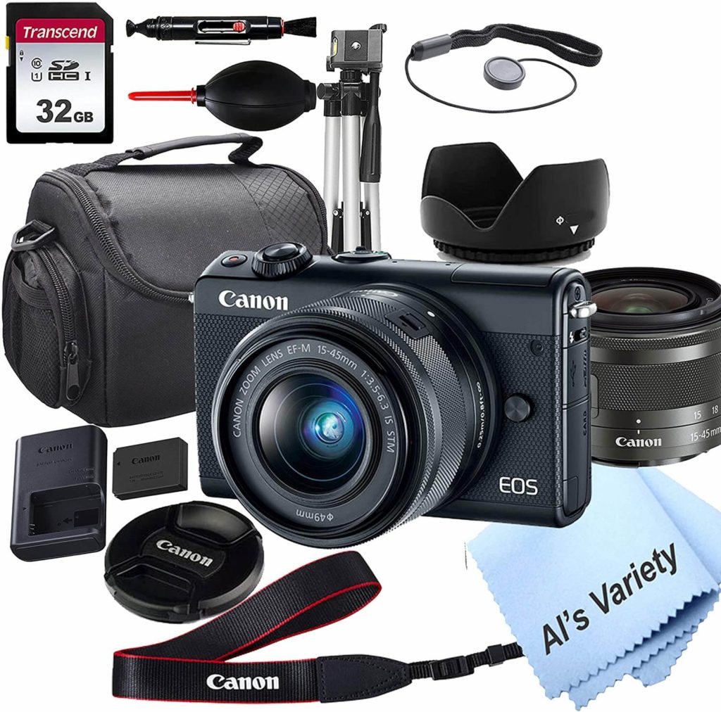 Canon EOS M100 camera with accessories 