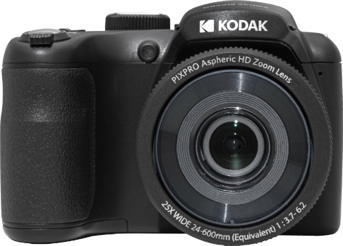 Black Kodak PIXPRO AZ255 bridge camera viewed from the front