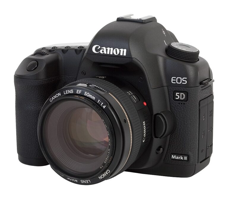 Canon EOS 5D Mark II DSLR camera with EF 50mm f/1.4 lens