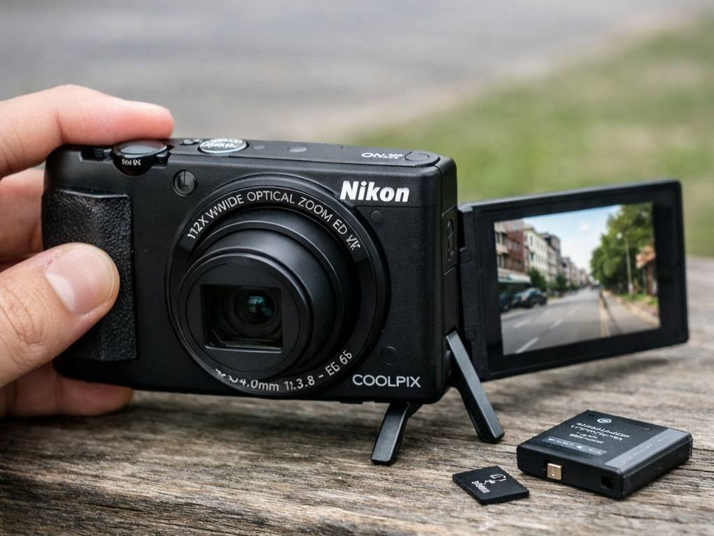 Nikon COOLPIX S6900 review flip screen and handling