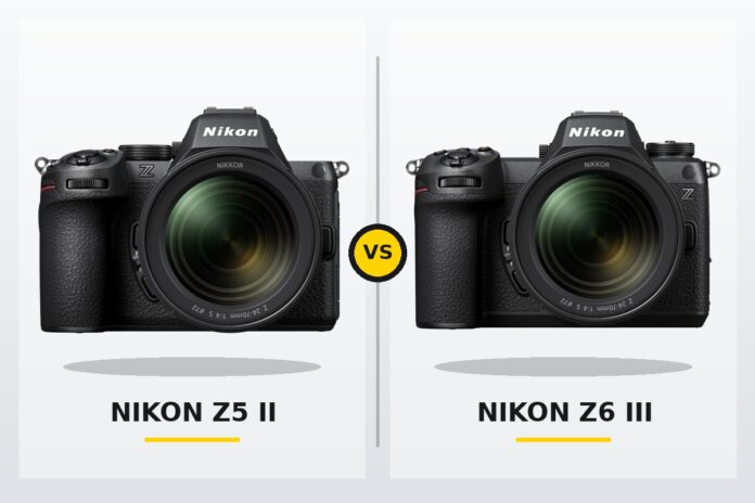 Nikon Z5 II and Nikon Z6 III side-by-side camera comparison