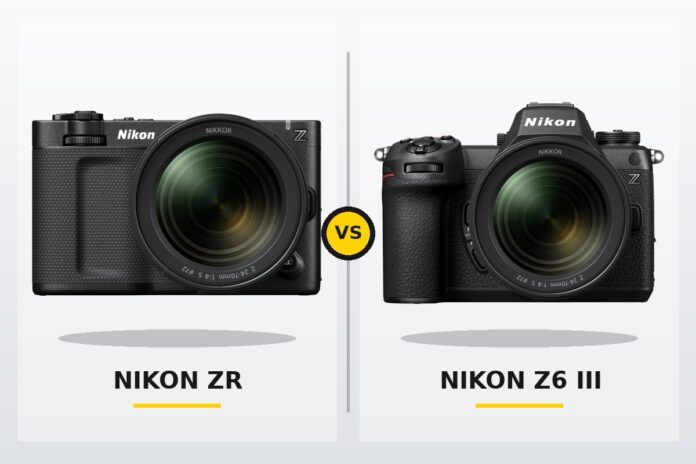 Nikon ZR and Nikon Z6 III side-by-side camera comparison